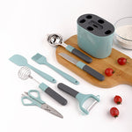 Ensemble d'ustensiles de cuisine en acier inoxydable avec support de rangement, 5 pièces/ensemble, 6 pièces/ensemble, 8 pièces/ensemble
