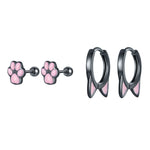 Boucles d'oreilles griffes et oreilles de chat en plaqué argent 925 noir et or, SCE1515, SCE1516