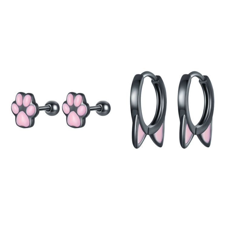 Boucles d'oreilles griffes et oreilles de chat en plaqué argent 925 noir et or, SCE1515, SCE1516
