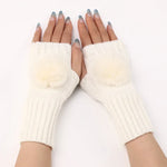 Gants Mitaines en Fourrure pour Femmes Automne et Hiver, en Tricot de Laine Chaude, Noir, Blanc, Gris Foncé, Gris Clair, Café, Rouge Vin, Kaki, Crème