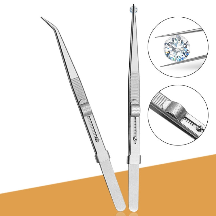 Pince à épiler à bijoux diamant avec pince à épiler en acier inoxydable fendue, Spéc. : Droite, Courbée