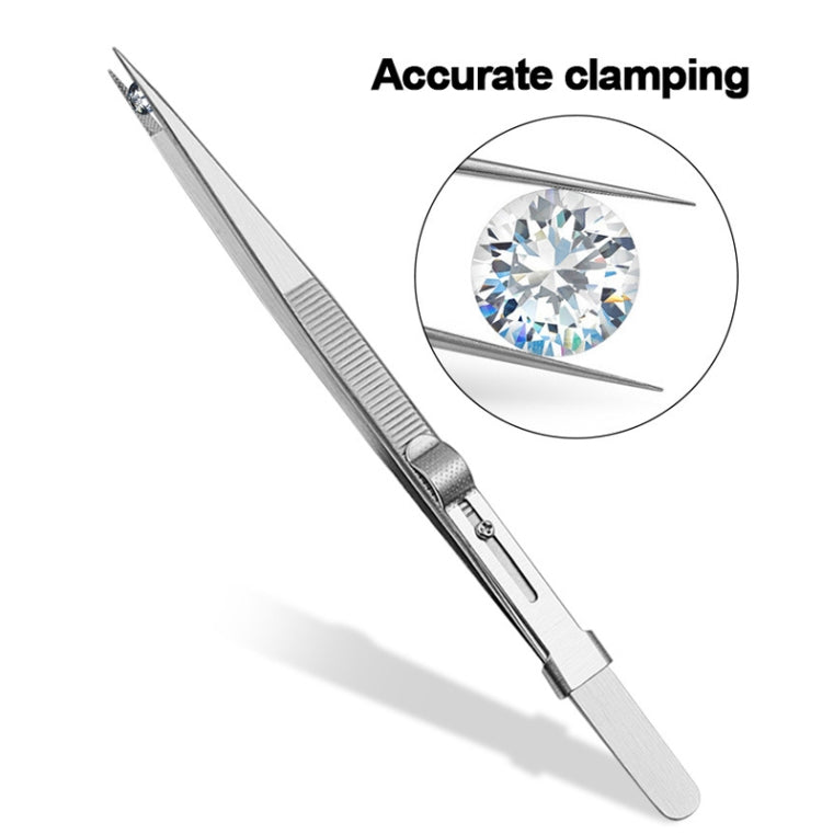 Pince à épiler à bijoux diamant avec pince à épiler en acier inoxydable fendue, Spéc. : Droite, Courbée