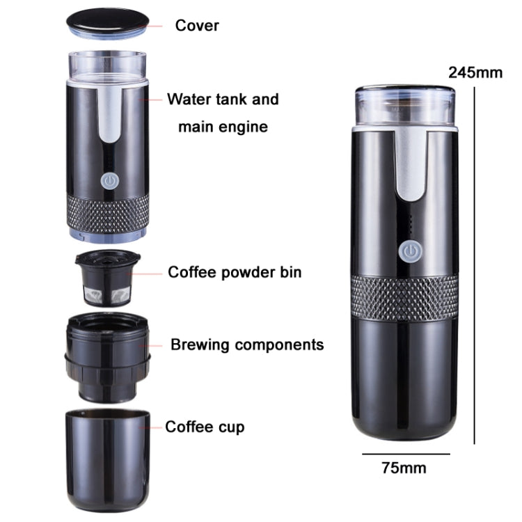 Machine à café portable sans fil entièrement automatique, noire