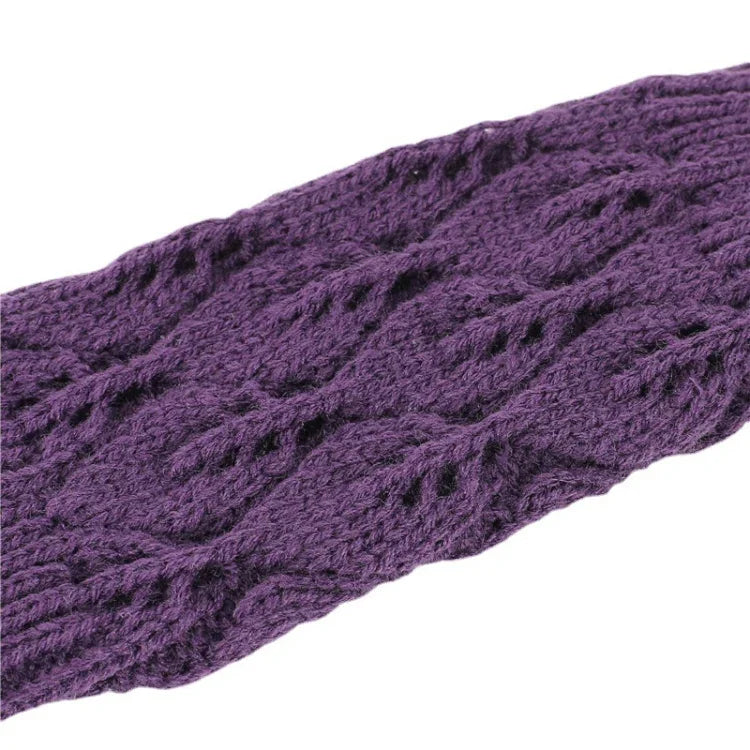 Gants d'hiver tricotés sans doigts en laine motif jacquard feuilles pour hommes et femmes, coloris : violet, noir, blanc, jujube, gris clair, café, gris foncé