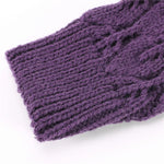 Gants d'hiver tricotés sans doigts en laine motif jacquard feuilles pour hommes et femmes, coloris : violet, noir, blanc, jujube, gris clair, café, gris foncé