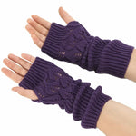 Gants d'hiver tricotés sans doigts en laine motif jacquard feuilles pour hommes et femmes, coloris : violet, noir, blanc, jujube, gris clair, café, gris foncé