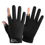 1 paire de gants de pêche QX0008 d'extérieur, anti-soleil, antidérapants, à deux doigts exposés, taille unique