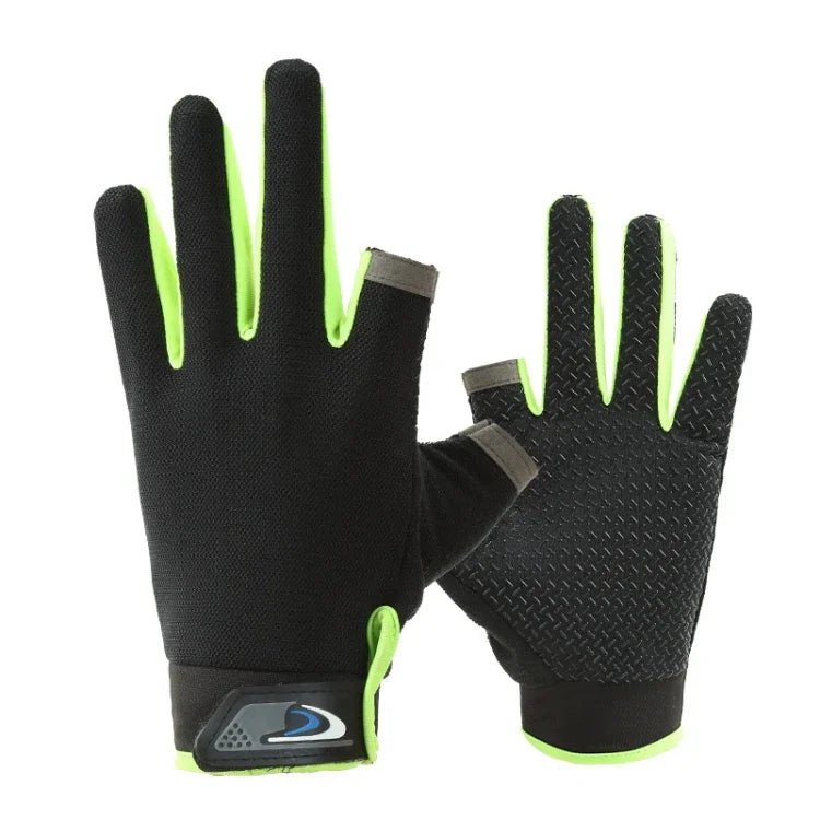 1 paire de gants de pêche QX0008 d'extérieur, anti-soleil, antidérapants, à deux doigts exposés, taille unique