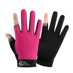 1 paire de gants de pêche QX0008 d'extérieur, anti-soleil, antidérapants, à deux doigts exposés, taille unique