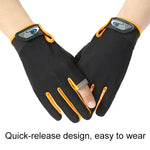 1 paire de gants de pêche QX0008 d'extérieur, anti-soleil, antidérapants, à deux doigts exposés, taille unique