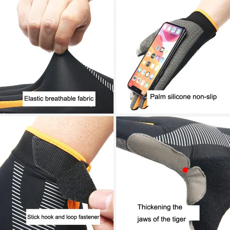 1 paire de gants de cyclisme QX0002, écran solaire, écran tactile, antidérapants, résistants à l'usure, absorbant les chocs, taille L
