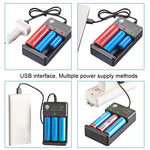 Chargeur USB BMAX 18650 3 Emplacements 3,7/4,2V Indépendant pour Batterie Lithium, 3 Emplacements USB (Noir)