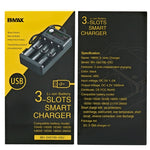 Chargeur USB BMAX 18650 3 Emplacements 3,7/4,2V Indépendant pour Batterie Lithium, 3 Emplacements USB (Noir)