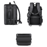 Sac à dos rigide étanche extensible grande capacité avec trou de charge USB, 161 gris clair, 161 noir, 161 gris foncé, 162 noir, 162 gris profond, 162 gris clair