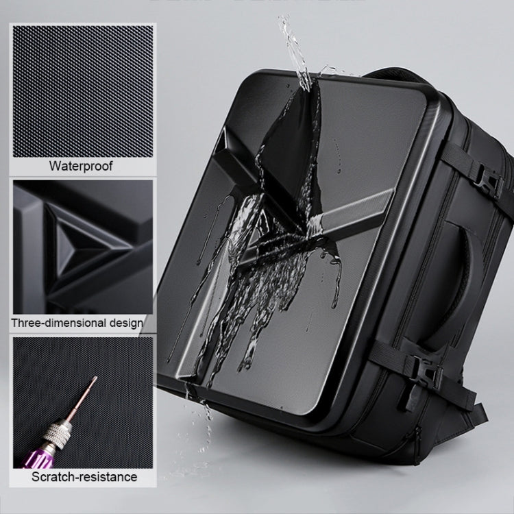 Sac à dos rigide étanche extensible grande capacité avec trou de charge USB, 161 gris clair, 161 noir, 161 gris foncé, 162 noir, 162 gris profond, 162 gris clair