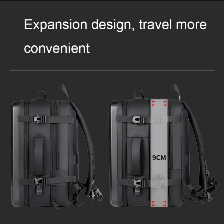 Sac à dos rigide étanche extensible grande capacité avec trou de charge USB, 161 gris clair, 161 noir, 161 gris foncé, 162 noir, 162 gris profond, 162 gris clair