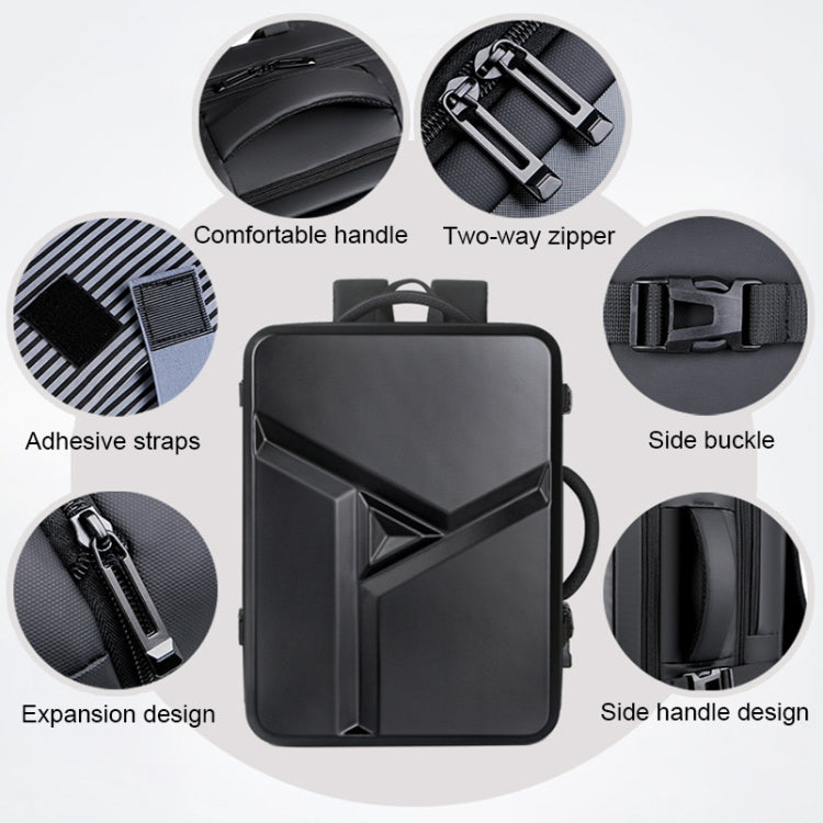 Sac à dos rigide étanche extensible grande capacité avec trou de charge USB, 161 gris clair, 161 noir, 161 gris foncé, 162 noir, 162 gris profond, 162 gris clair
