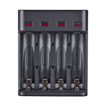 Chargeur USB Indépendant BMAX BH-804U 1,2V pour Piles Rechargeables AA/AAA 4 Emplacements, 4 Emplacements Micro USB (Noir)