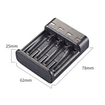 Chargeur USB Indépendant BMAX BH-804U 1,2V pour Piles Rechargeables AA/AAA 4 Emplacements, 4 Emplacements Micro USB (Noir)