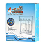 Chargeur USB Indépendant BMAX BH-804U 1,2V pour Piles Rechargeables AA/AAA 4 Emplacements, 4 Emplacements Micro USB (Noir)