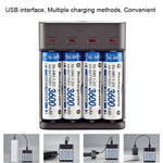 Chargeur USB Indépendant BMAX BH-804U 1,2V pour Piles Rechargeables AA/AAA 4 Emplacements, 4 Emplacements Micro USB (Noir)