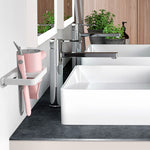 Support mural pour sèche-cheveux 2-en-1 et étagère de salle de bain, blanc, noir