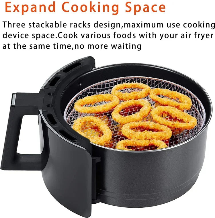 Accessoires pour friteuse à air, grille vapeur ronde à trois couches de 8 pouces, Ronde