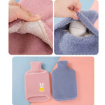 Housse en tissu détachable pour bouillotte en caoutchouc, motif nuages gris, 1000 ml