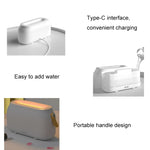 Humidificateur d'aromathérapie à flamme simulée avec lumière d'ambiance de chambre, 3 couleurs (RVB) : blanc, vert, gris.