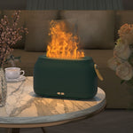 Humidificateur d'aromathérapie à flamme simulée avec lumière d'ambiance de chambre, 3 couleurs (RVB) : blanc, vert, gris.