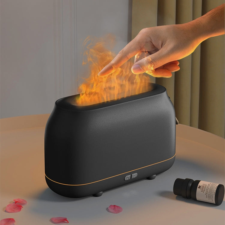 Humidificateur d'aromathérapie à flamme simulée avec lumière d'ambiance de chambre, 3 couleurs (RVB) : blanc, vert, gris.