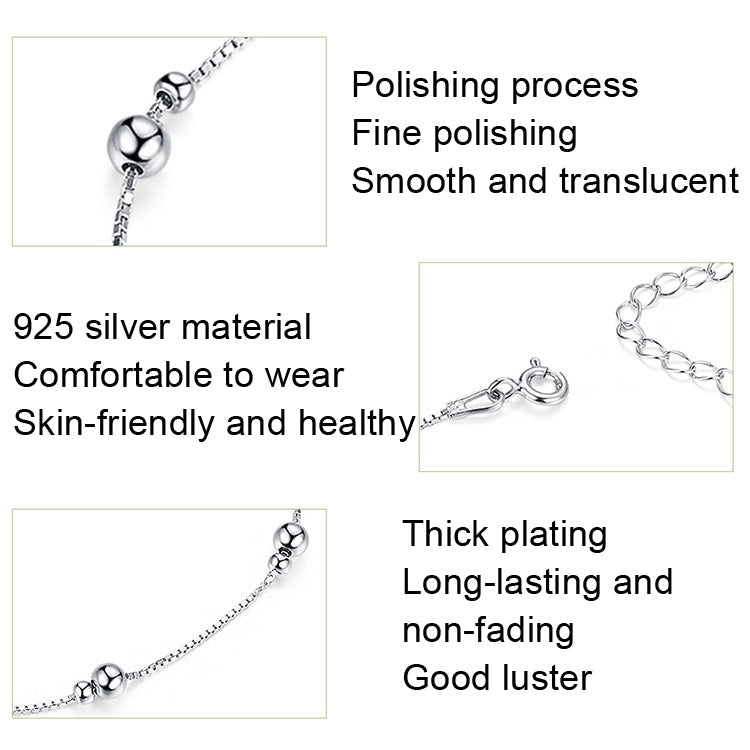 SCT005 Bracelet de cheville en argent 925 plaqué or blanc, SCT005