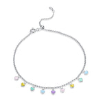 SCT020 Chaîne de Cheville Arc-en-ciel Amour Argent S925, SCT020