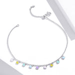 SCT020 Chaîne de Cheville Arc-en-ciel Amour Argent S925, SCT020
