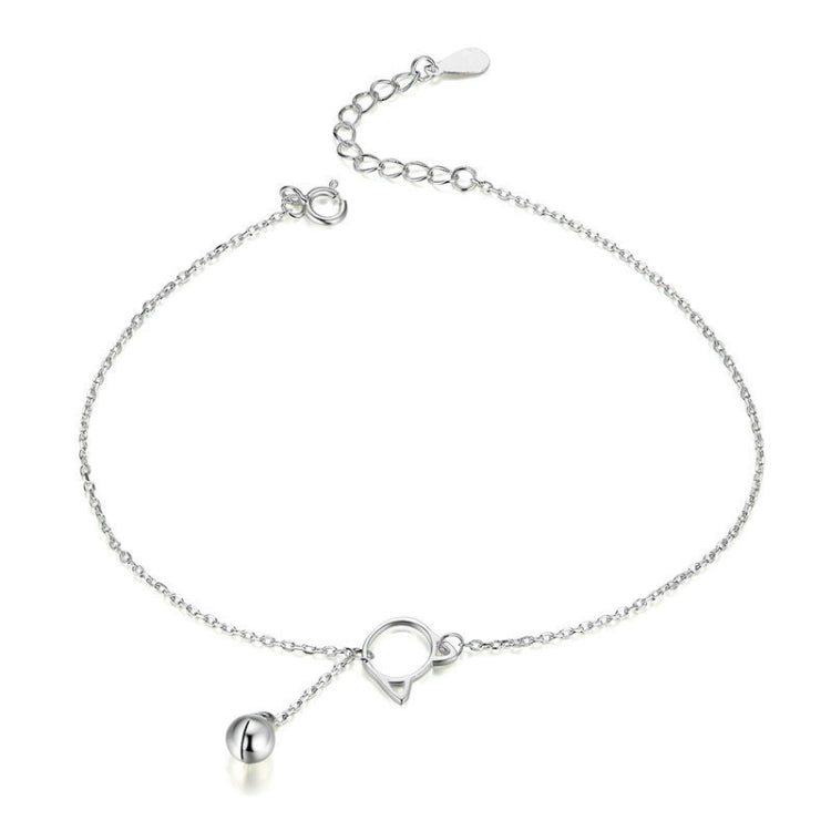 SCT003 Chaîne de cheville en argent 925 plaqué or blanc avec clochette de chat, pour femme, SCT003