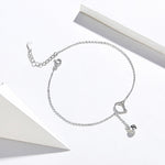 SCT003 Chaîne de cheville en argent 925 plaqué or blanc avec clochette de chat, pour femme, SCT003