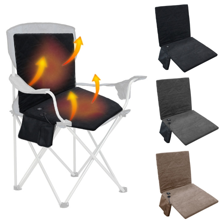 Coussins chauffants USB chauds pour camping d'hiver en extérieur avec dossier, noir avec dossier, gris avec dossier