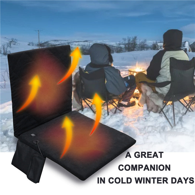 Coussins chauffants USB chauds pour camping d'hiver en extérieur avec dossier, noir avec dossier, gris avec dossier