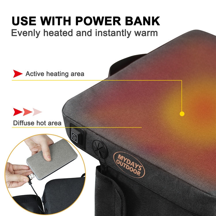 Outdoor Camping Stool USB Heating Portable Mat, Gray