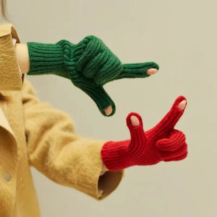 227-A0124 Gants en laine tricotés rayés chauds pour écran tactile Gants d'hiver chauds pour le cyclisme