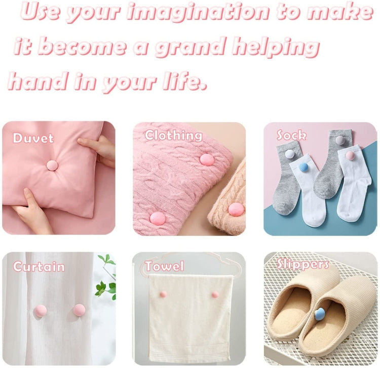 8 attaches-couette champignon non marquantes à déverrouillage rapide, rose + aiguille en tissu, bleu + aiguille en tissu