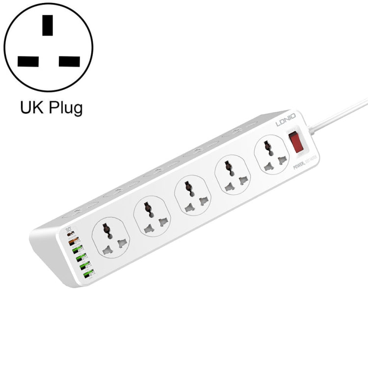 Prise de charge rapide multifonctionnelle de voyage et bureau LDNIO SC10610 30 W 10+6 ports, spécifications : prise UK, prise EU, prise US
