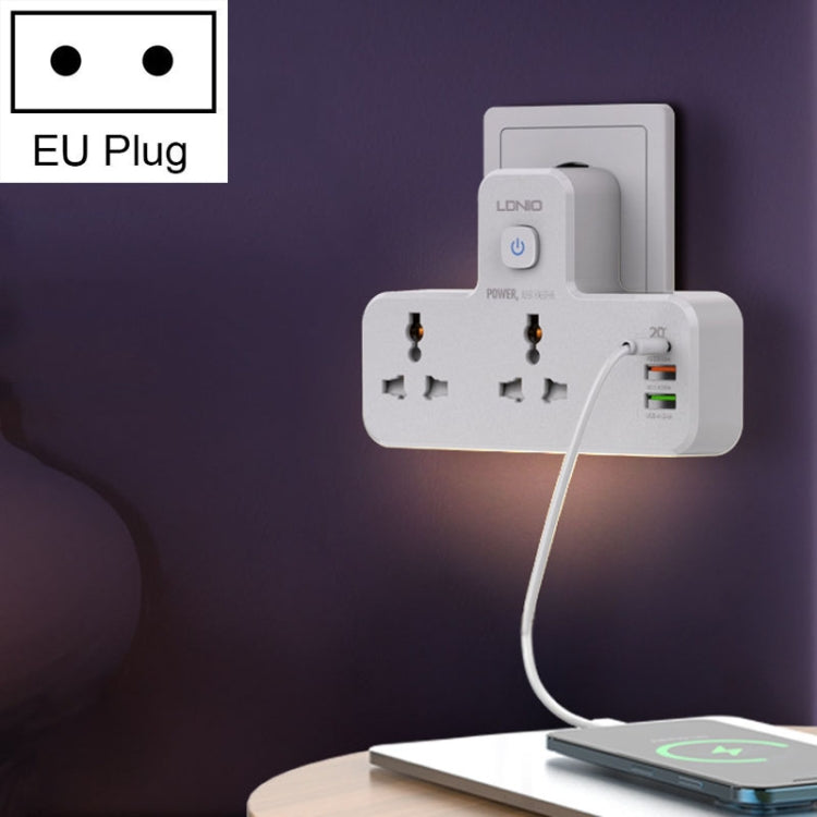 Prise de charge rapide multifonctionnelle à domicile LDNIO SC2311 20 W PD+QC 3.0 avec fonction de lumière nocturne, spécifications : prise EU, prise UK, prise US