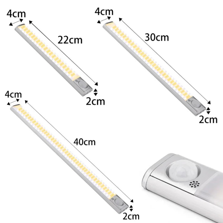 Lampe de placard intelligente à détection de mouvement humain de 2,8W avec chargement USB, Longueur :, 30 cm, 40 cm