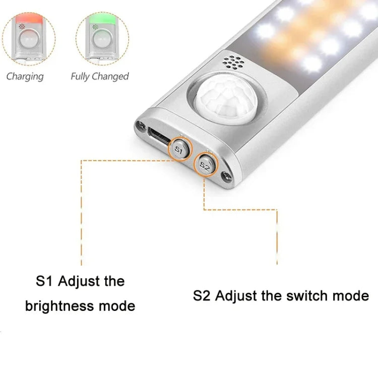 Lampe de placard intelligente à détection de mouvement humain de 2,8W avec chargement USB, Longueur :, 30 cm, 40 cm