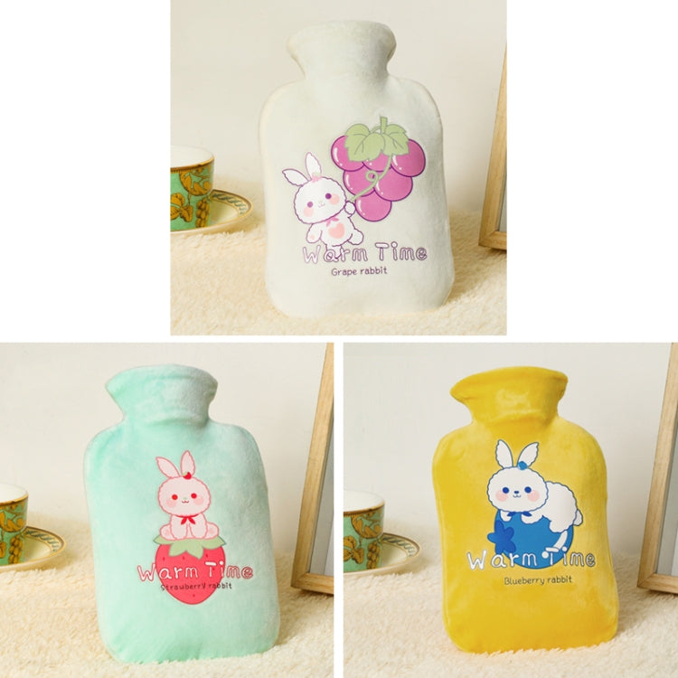 Bouillotte en PVC remplie d'eau, explosion-proof, épaisse, avec housse en velours cartoon, 500ML blanc laiteux, 1000ML blanc laiteux, 2000ML blanc laiteux, 500ML vert clair, 1000ML vert clair, 2000ML vert clair, 500ML jaune, 1000ML jaune, 2000ML jaune