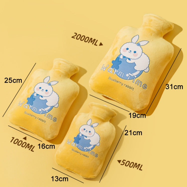 Bouillotte en PVC remplie d'eau, explosion-proof, épaisse, avec housse en velours cartoon, 500ML blanc laiteux, 1000ML blanc laiteux, 2000ML blanc laiteux, 500ML vert clair, 1000ML vert clair, 2000ML vert clair, 500ML jaune, 1000ML jaune, 2000ML jaune