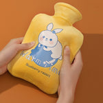 Bouillotte en PVC remplie d'eau, explosion-proof, épaisse, avec housse en velours cartoon, 500ML blanc laiteux, 1000ML blanc laiteux, 2000ML blanc laiteux, 500ML vert clair, 1000ML vert clair, 2000ML vert clair, 500ML jaune, 1000ML jaune, 2000ML jaune
