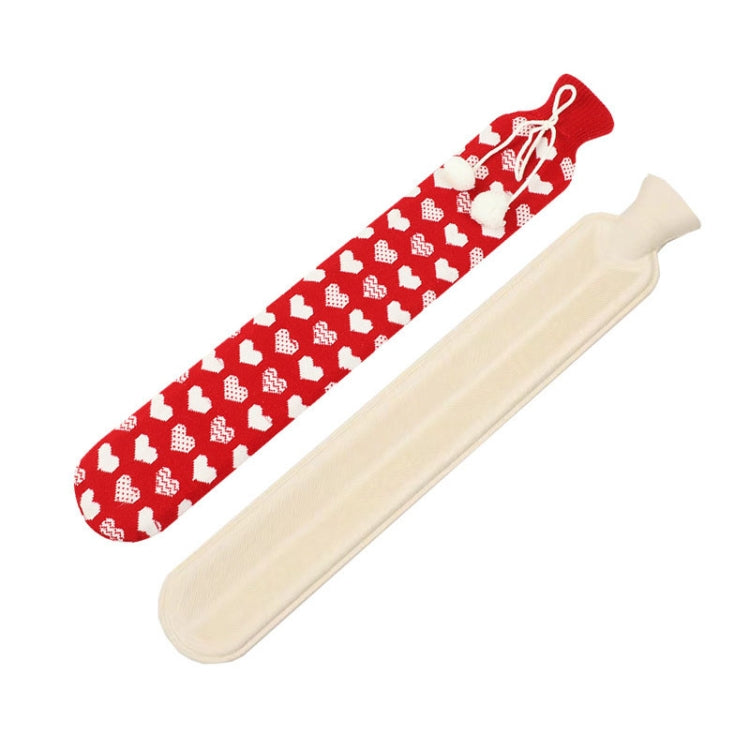 Sacs d'eau chaude en caoutchouc multifonctionnels à longue bande de 2 L, spécification : Cœur rouge et blanc, Cœur rouge et blanc
