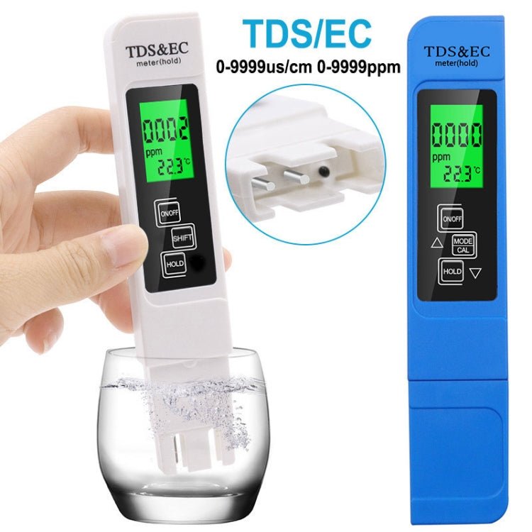 Stylo testeur de qualité d'eau TDS & EC modèle rétroéclairé, stylo testeur de conductivité, modèle rétroéclairé (blanc), modèle rétroéclairé (bleu)